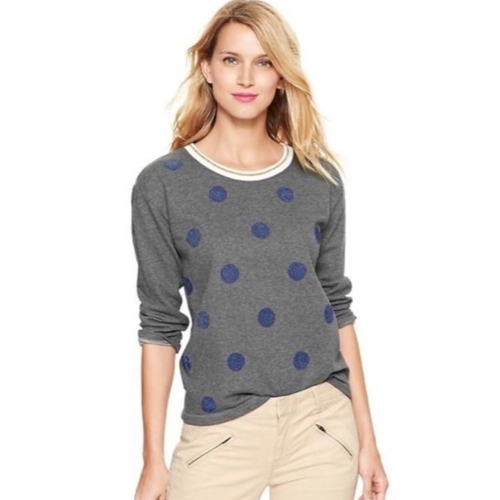 GAP Blue Polka Dot Gray Sweatshirt
